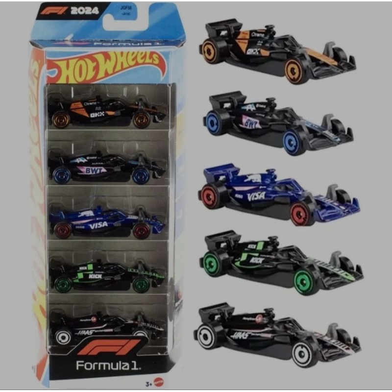 Carrinho Hot Wheels Pack C/5 Edição Formula 1 F1 Jgf58 2025 Team Mclaren Alpine Sauber Haas - Mattel