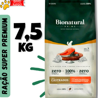 Ração Bionatural Gatos Castrados Salmão Ração Super Premium 7,5kg