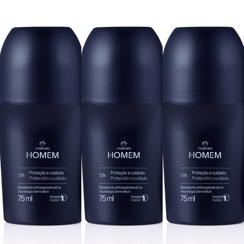 kit Desodorante Antitranspirante Roll-On Natura Homem Clássico | Natura | 03 unidades
