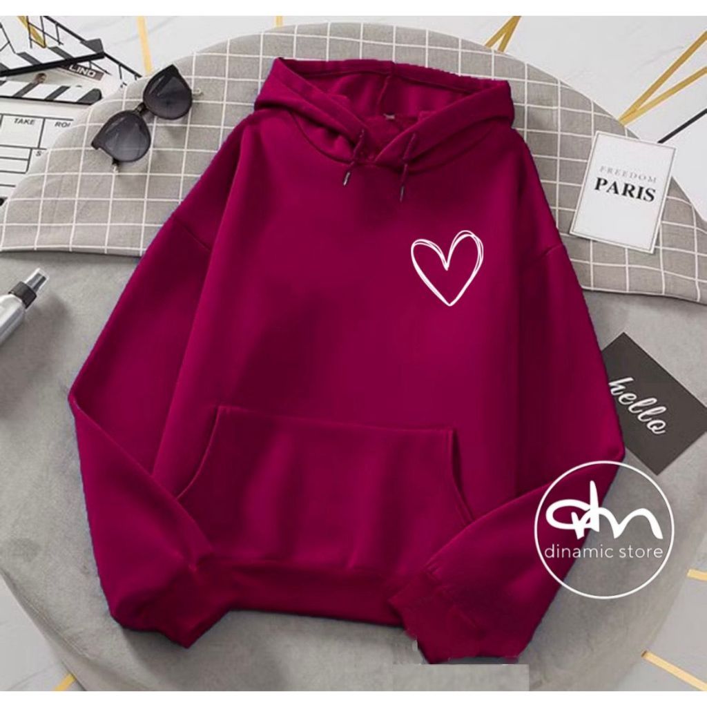 Moletom Feminino Fofo Coração Solitário Casaco Estiloso Blusa de Frio