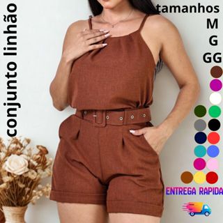 conjunto feminina linhão verão blusa e shorts casual em Oferta na Shopee
