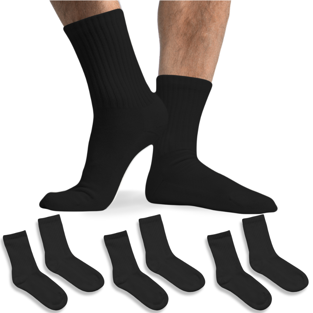 Kit 3 Pares Meia Cano Medio Masculina Esporte Academia Preta 38-46