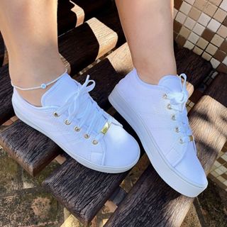 Tenis feminino Branco Casual - Envio de Imediato em Oferta na Shopee