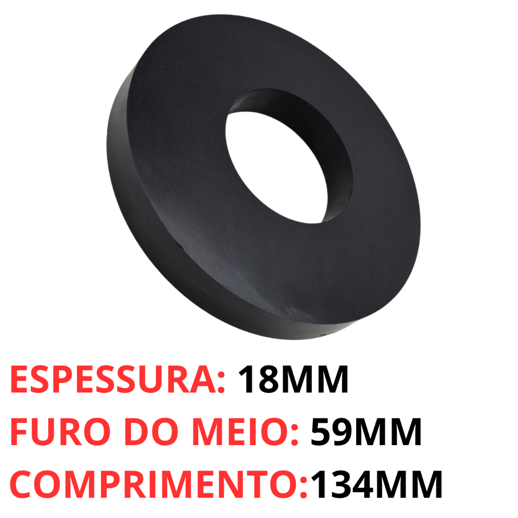 Imã Para Alto Falante Para Driver ou Corneta 134mm X 18mm Furo 59mm Musical Imantando Som Automotivo