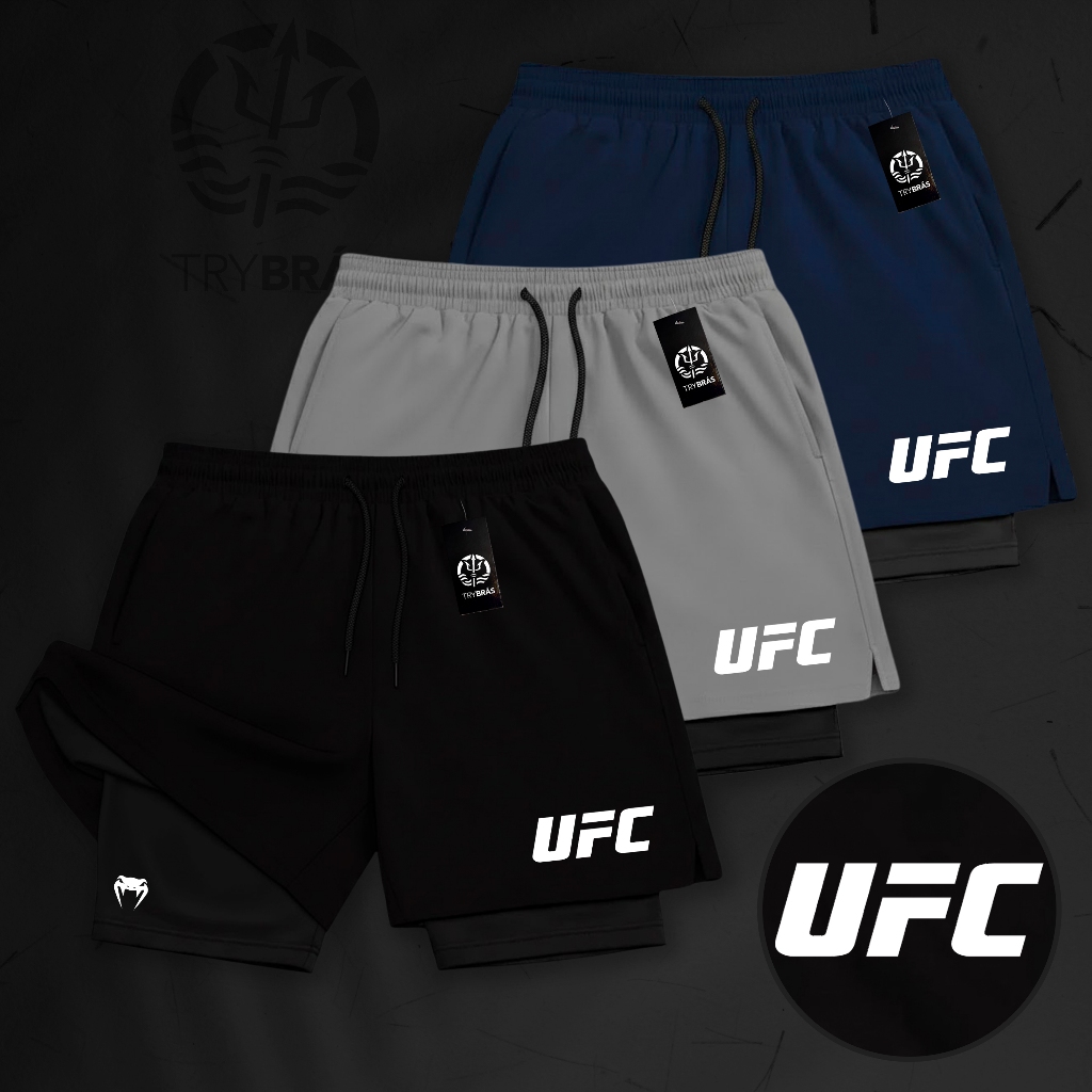 KIT 3 Bermudas de Compressão Dry-Fit GDA 2 em 1 - (UF C02) - Com Elastano e Bolso Interno em Oferta na Shopee