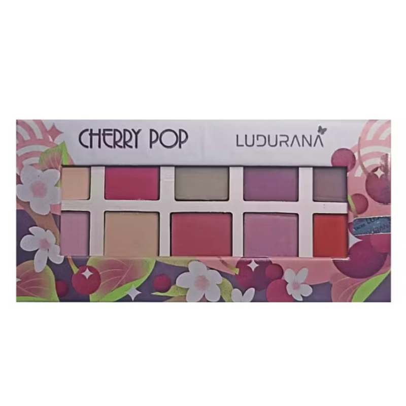 Paleta De Sombra Cherry Pop Ludurana 10 Cores Cor da sombra Colorida 12,5g