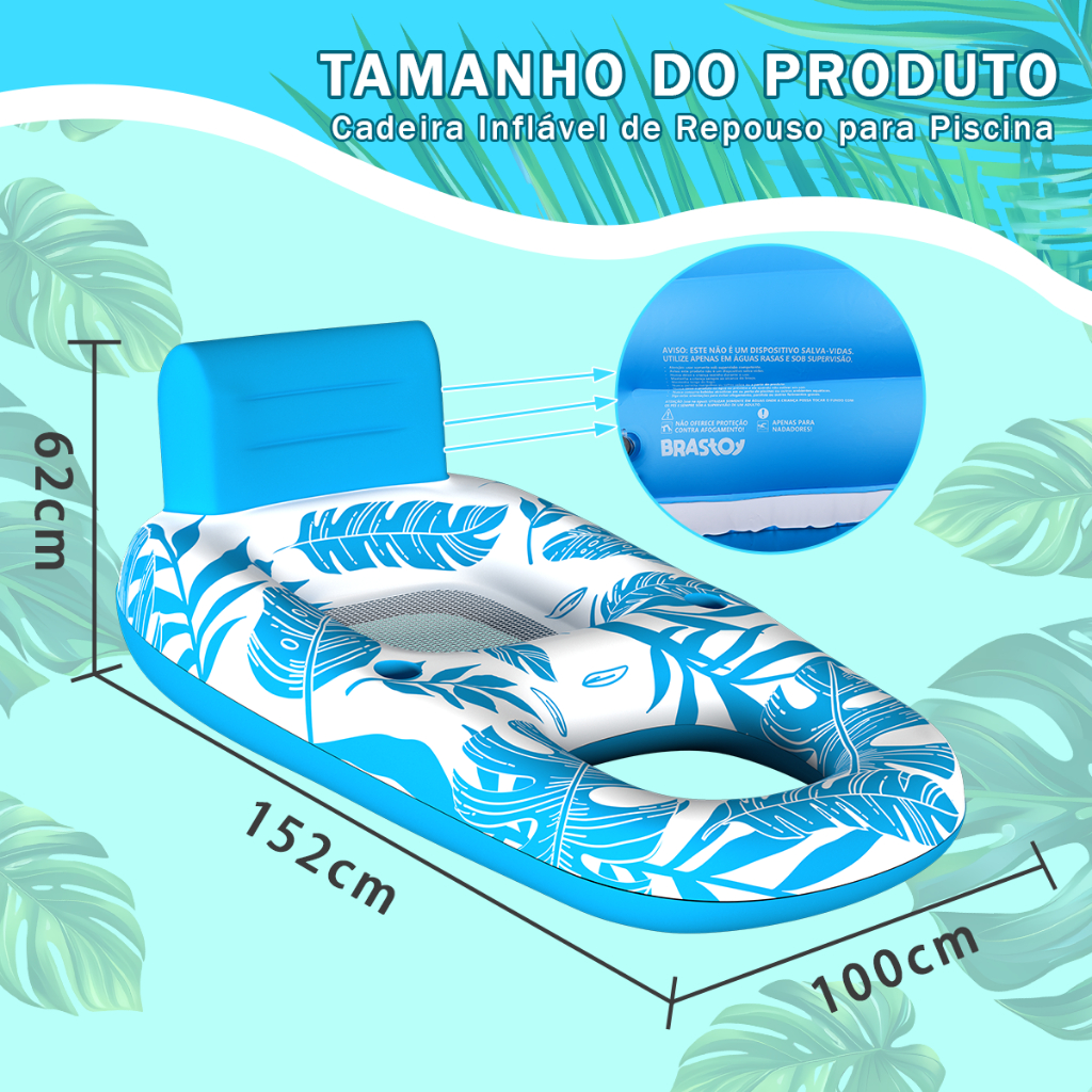 Colchão Boia Inflável com Porta Copos 152x100x62CM Brastoy · foto 2
