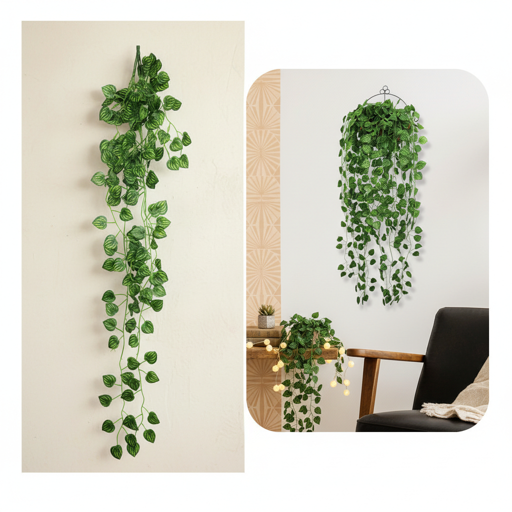 Planta Decorativa Artificial Trepadeira Pendente Ramas Folhagem Jardim Vertical Decoração Casa