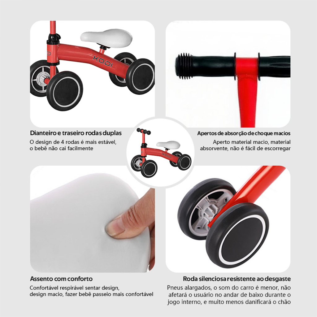 Bicicleta de Equilíbrio Sem Pedais para Bebês, Brinquedo Infantil até 25kg -P14