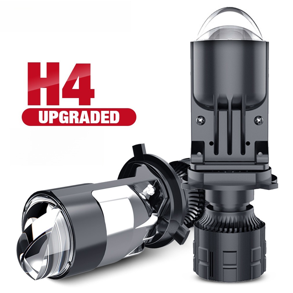2Pcs Auto Lâmpada Mini Lente LED H4 Farol Para Carro Motocicleta Projetor Duplo Len 12V 24V em Oferta na Shopee