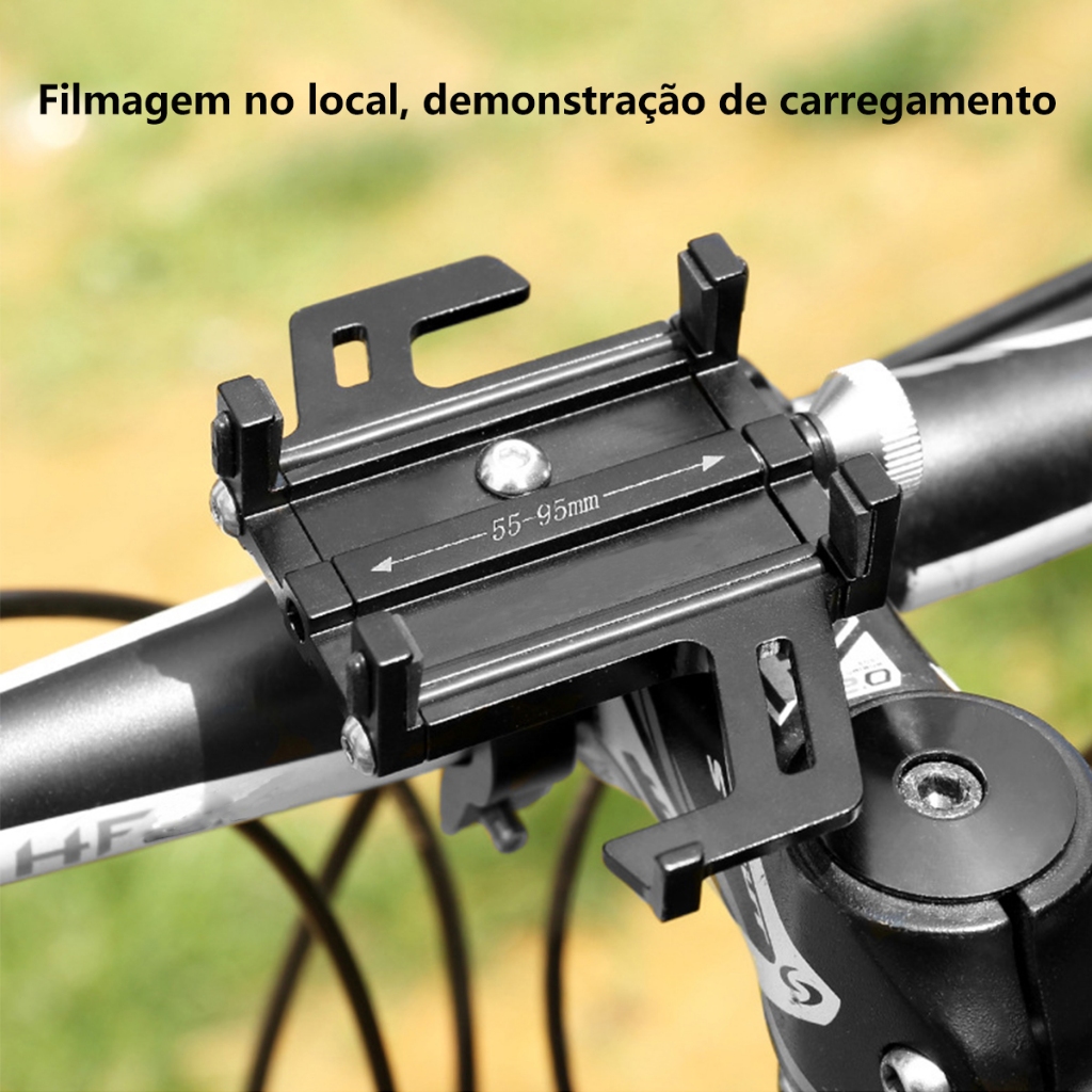 Suporte para Celular de Alumínio Resistente Giratório para Moto e Bike, Guidão e Retrovisor