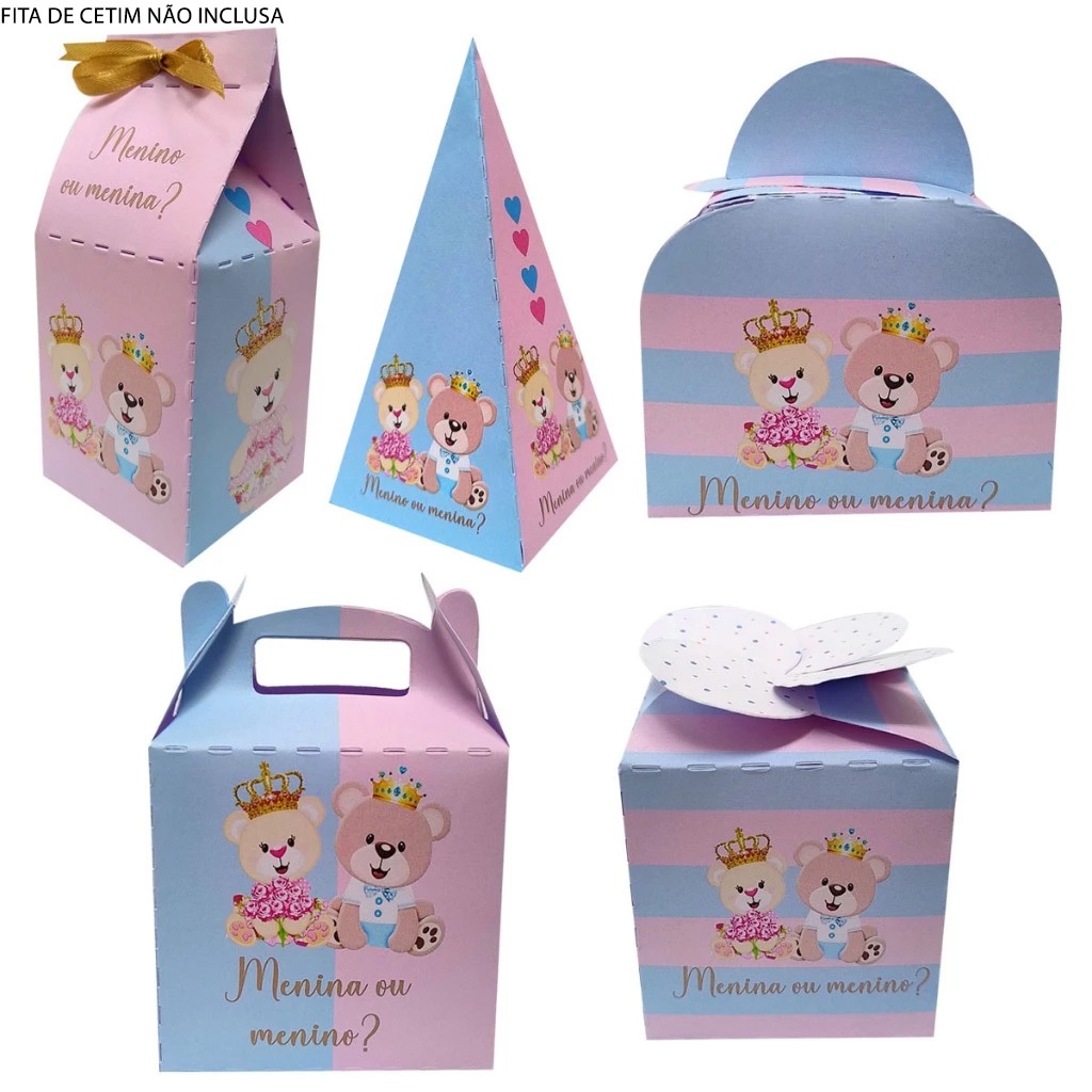 Caixinhas Tema Chá Revelação Rosa e Azul Sem Personalização em Oferta na Shopee