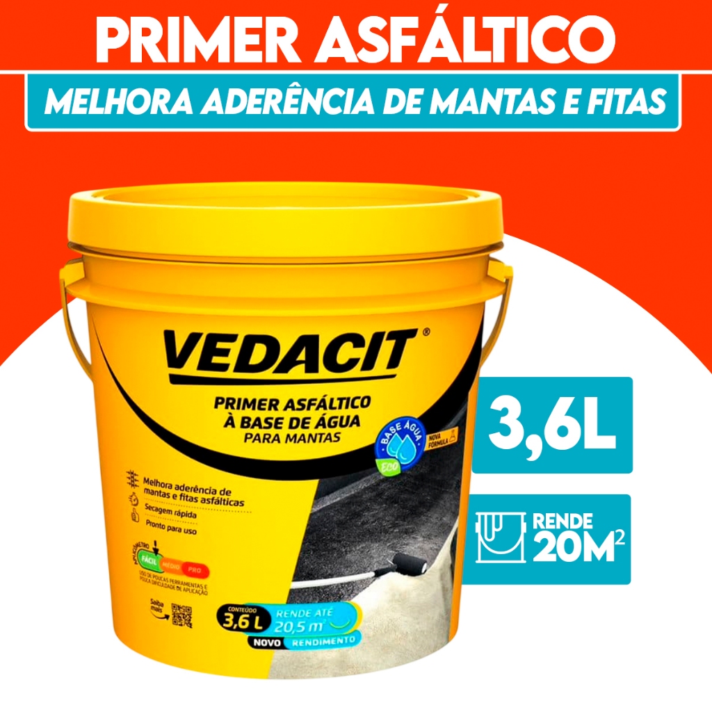 Primer Asfáltico 3,6L Para Mantas E Fitas Multiuso - Vedacit