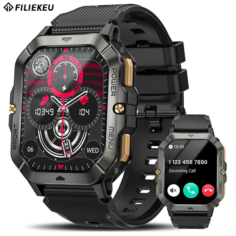 FILIEKEU relógio smartwatch 5ATM À prova d'água Chamadas Esportes ao ar livre smartwatch relogio