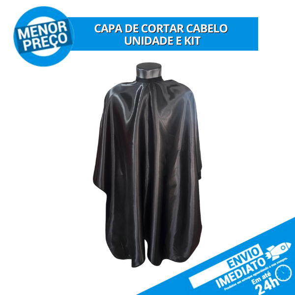 Capa Cortar Cabelo Unissex Cabeleireiro Barbeiro Barbearia 100x140cm Tecido Poliéster Unitário e Kit