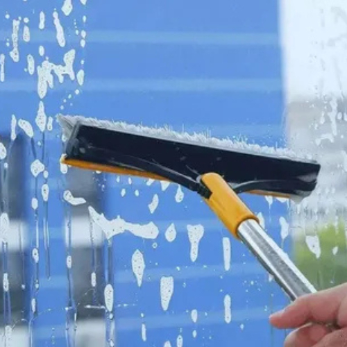 Vassoura Rodo 2 Em 1 -cerdas Triangulares E Rodo De Silicone