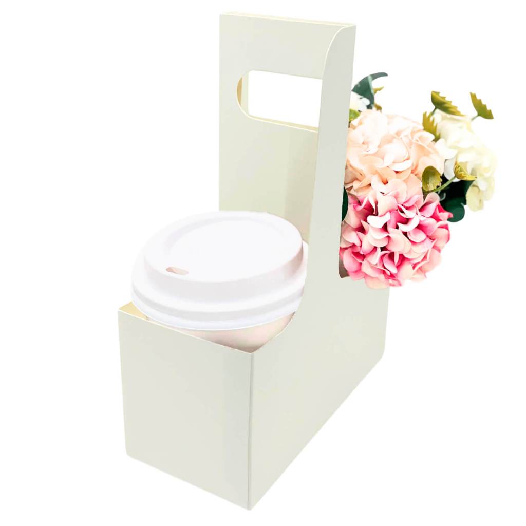 Detalhes do Caixa Cesta Suporte para Flores e Café / Caneca / Copo Bucks e Presentes - Kraft ou Branca