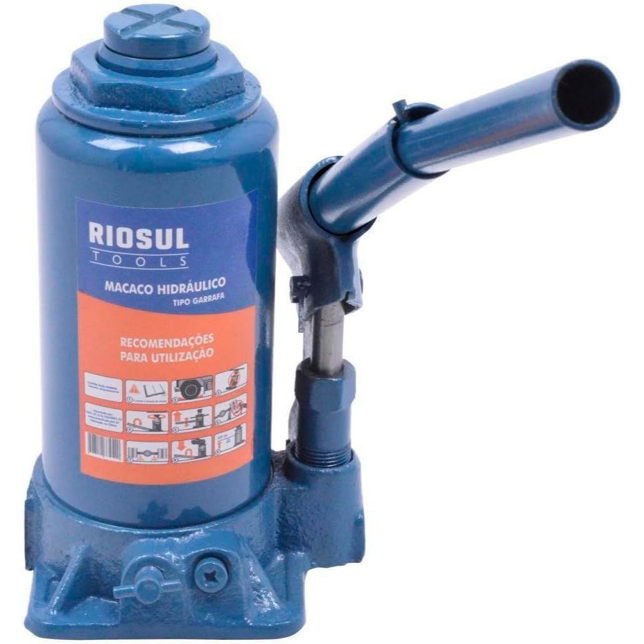 Macaco Hidráulico Tipo Garrafa para 16 Toneladas com Fuso de Regulagem R070007  Riosul Tools