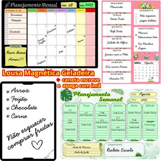 Planejamento Magnético Imã Geladeira organizador caneta apagavel Semana Medicamentos Rotina Mensal em Oferta na Shopee