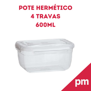 Kit Potes 24 Pote Hermético 600ml Com Tampa 4 Travas Alta Vedação Não Vaza Marmitas Fitness Saladas em Oferta na Shopee
