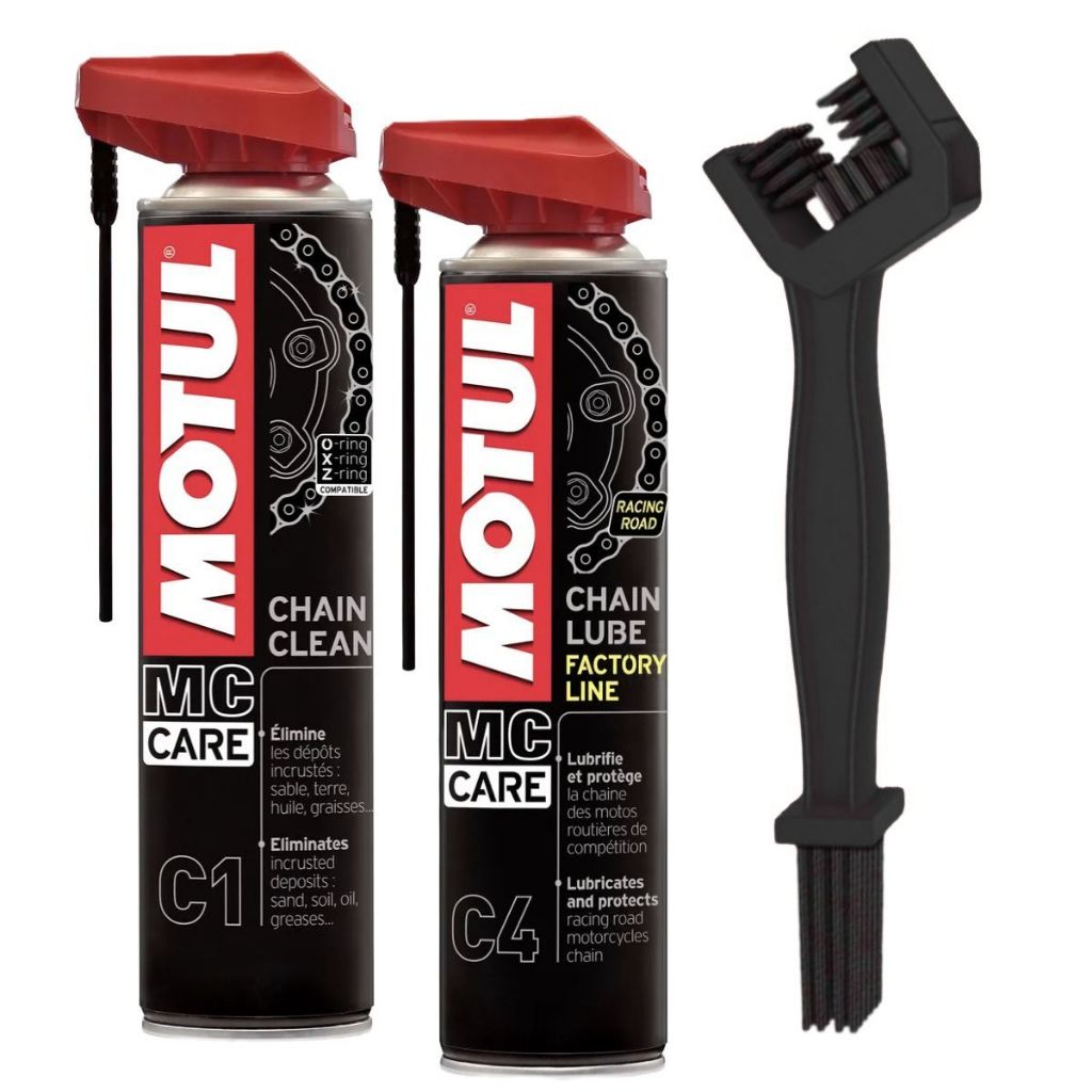 Kit Motul Limpa e Lubrifica Correntes de Transmissão C1 e C4 + Escova em Oferta na Shopee