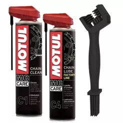 Kit Motul Limpa e Lubrifica Correntes de Transmissão C1 e C4 + Escova