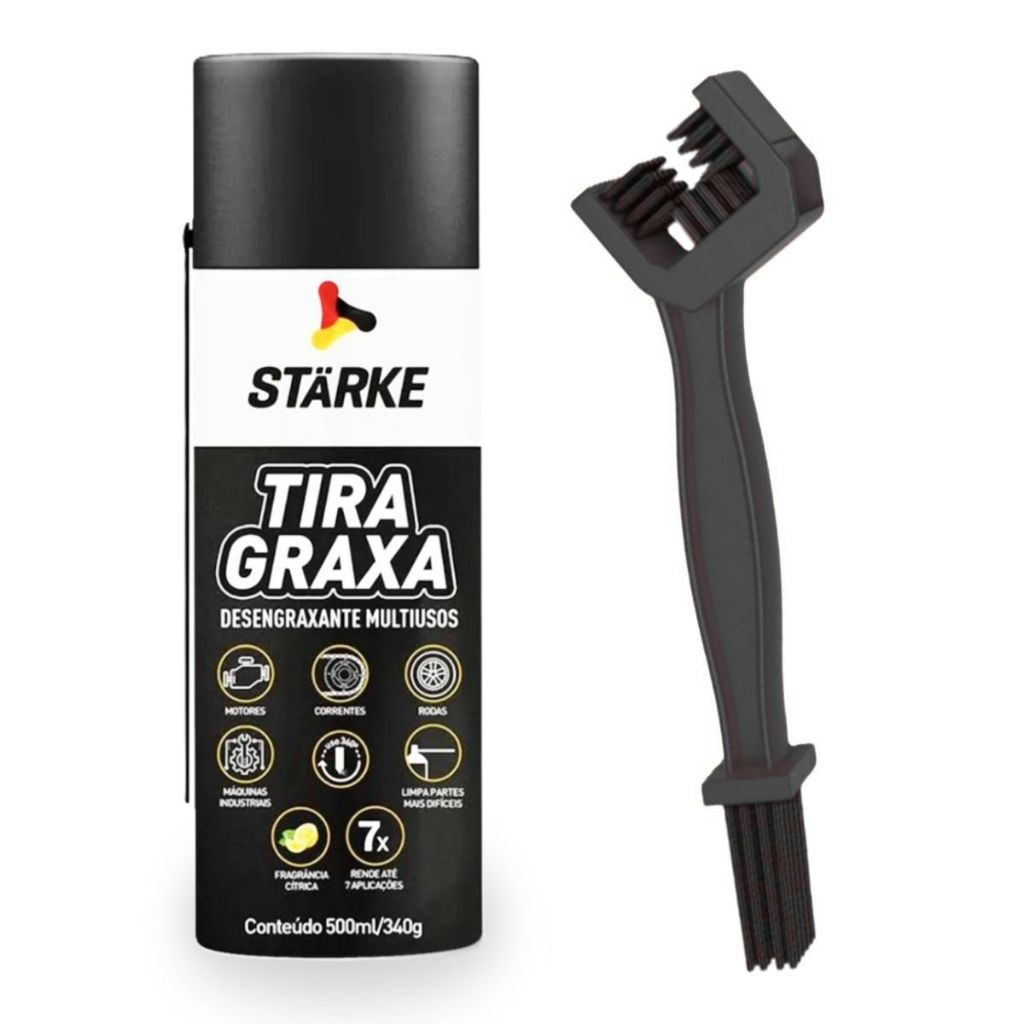 Limpa Correntes Spray Desengraxante + Escova de Limpeza