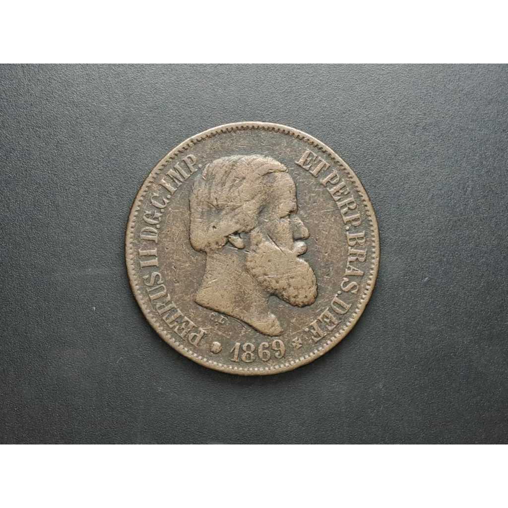 Moeda de 20 réis de 1869, BC/MBC, bronze, 25mm