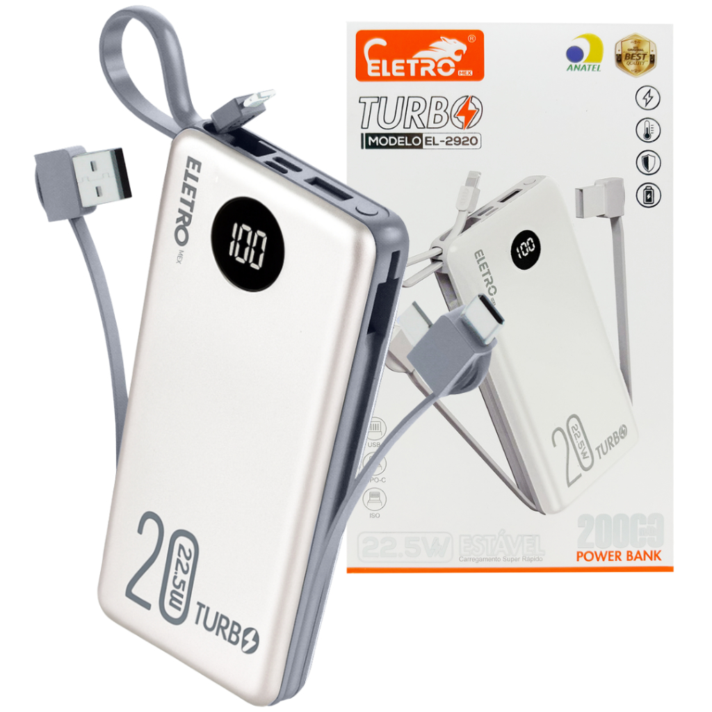 Carregador Portátil Turbo Power Bank 20000mAh Original Universal