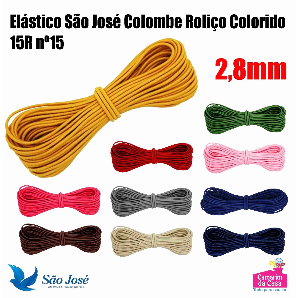 Elástico Roliço Colombe nº 15 Espessura 2.80mm Colorido São José Peça com 10m em Oferta na Shopee