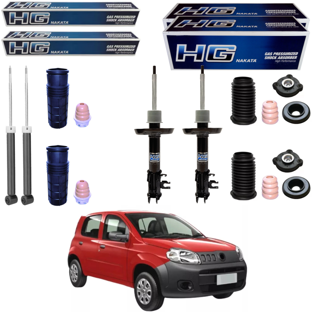 KIT 4 AMORTECEDOR UNO VIVACE S/ BARRA 2010 A 2020 NAKATA + KITS