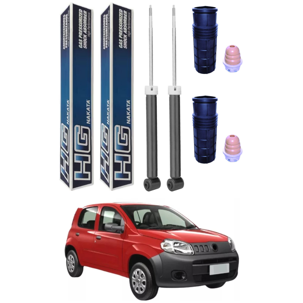 PAR AMORTECEDOR TRASEIRO UNO VIVACE S/ BARRA 2010 A 2020 NAKATA + KIT