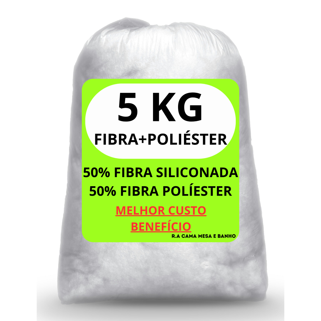 Fibra Siliconada + Poliéster,  50% Fibra + 50% Poliéster Branco, Almofadas, Artesanatos, Cama Pet em Oferta na Shopee
