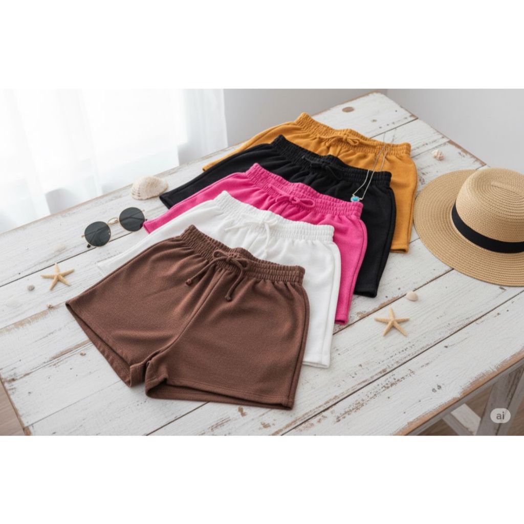 Bermuda Moletom Feminino Sem Bolso Com Elástico na Cintura Shorts de amarrar