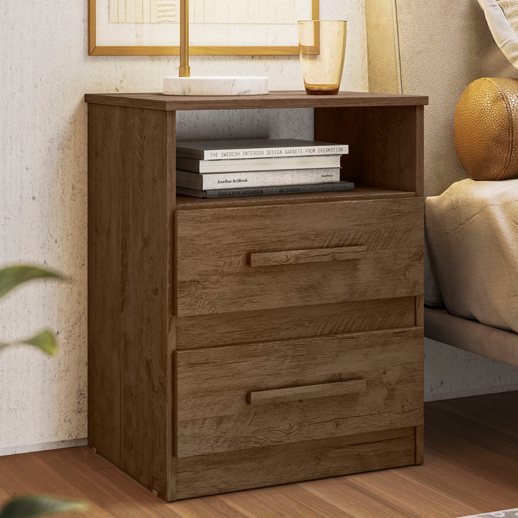 Mesa de Cabeceira Apolo Flex Castanho/Avelã/Baunilha - Moval em Oferta na Shopee