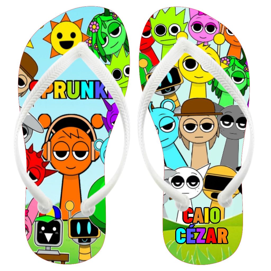 Chinelo Sprunki Personalizado com NOME em Oferta na Shopee
