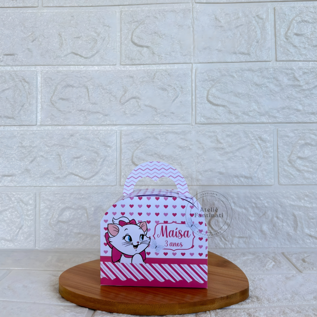 PEGUE E MONTE - Caixinha Maletinha personalizada Gata Marie -  Lembrancinhas - Caixinhas para festa - Aniversário