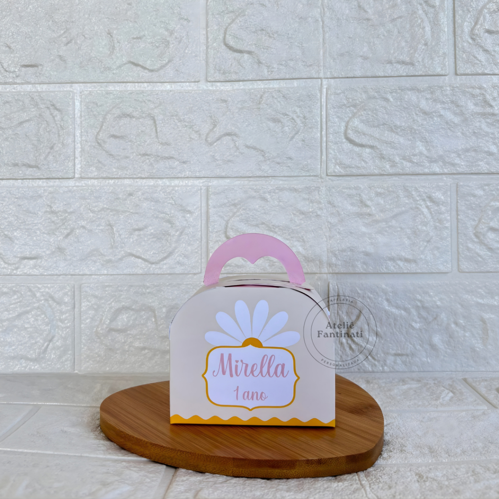 PEGUE E MONTE - Caixinha Maletinha personalizada Margaridas -  Lembrancinhas - Caixinhas para festa - Aniversário