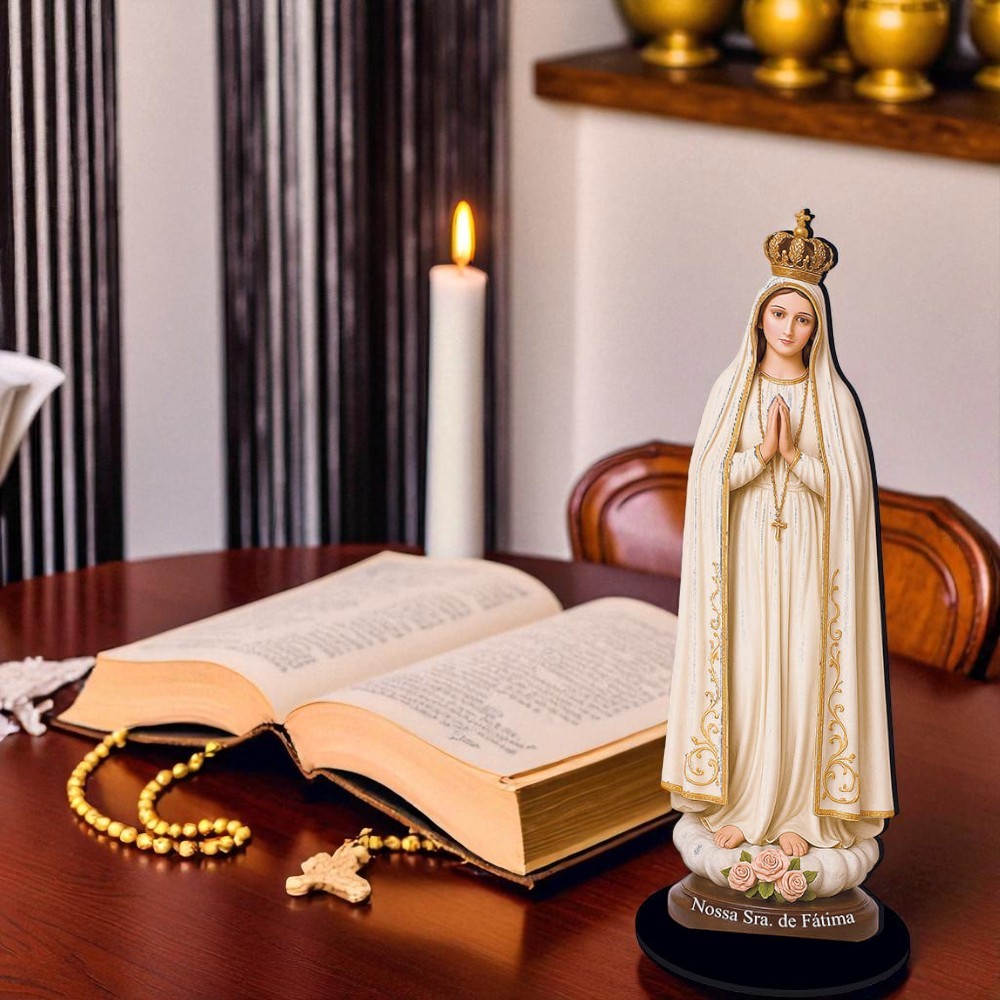 Enfeite de Mesa MDF - Nossa Senhora de Fátima - 7X24,5X6cm em Oferta na Shopee