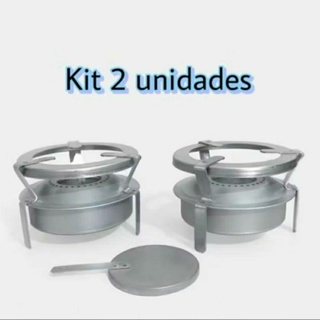 02 unidades fogão portátil 1 boca espiriteira A àlcool sem pintura em Oferta na Shopee