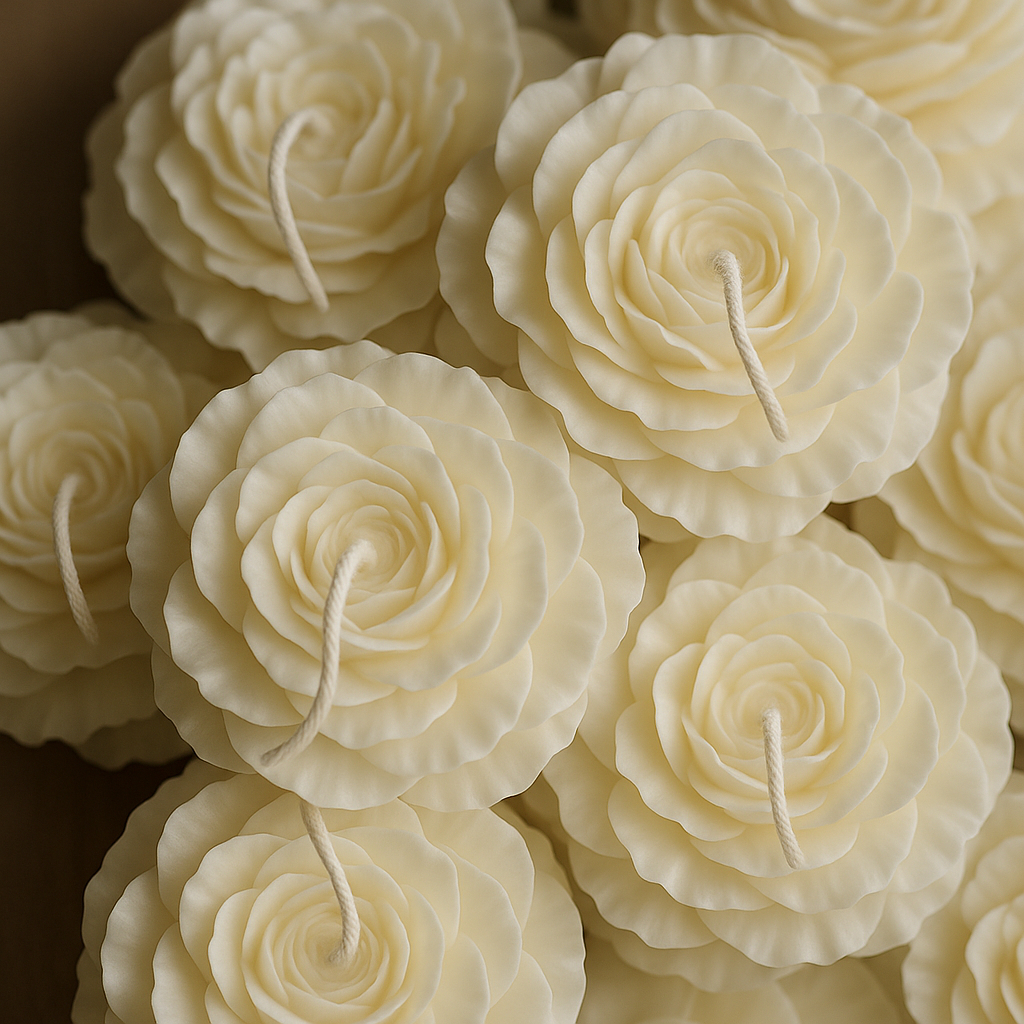 Vela Flor Rosa Peônia 100g Kit 50 Unidades Premium Eventos Decoração Lembrancinhas Romântica