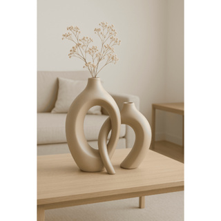 Vaso Decorativo Dupla Monaco Amêndoa em Cerâmica em Oferta na Shopee
