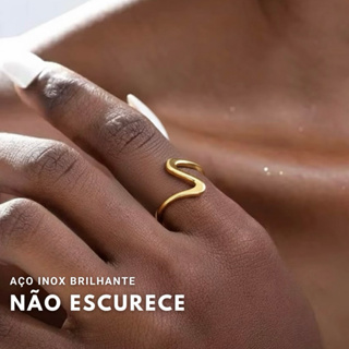 Anel Aço Inox regulável Anel Geométrico Anel Para Mulheres Anel Elegante Anel Festa Anel Aro ondulado Anel dourado em Oferta na Shopee