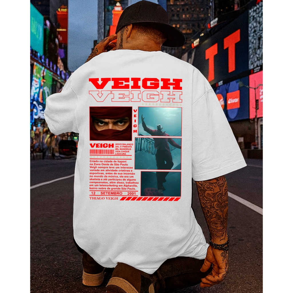 Camiseta Streetwear Oversized Coleção Veigh EVOM Rapper Rap Hip Hop Show Homenagem Trap Unissex