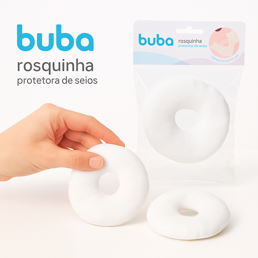 Rosquinha Protetora de Seios Buba Kit 2 Unidades 100% Algodão Alívio da Dor Amamentação