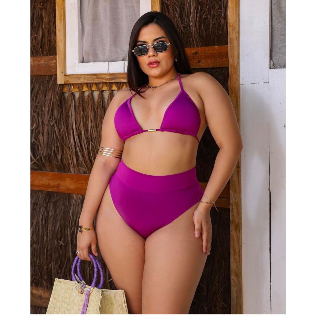Biquini Plus Size Lipo Cintura Alta Cortinão Sustentação Fio Duplo Confortável Biquíni Cortinao