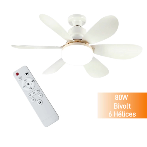 Ventilador De Teto 80W/60W 6 PAS Wind Light Silent Ponente Controle Remoto Lâmpada Led Silenciosa em Oferta na Shopee