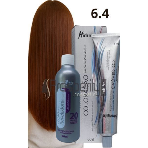 Kit Tinta Color HidratyLife 6.4 Mairibel Loiro Escuro Acobreado + Ox 90 ml