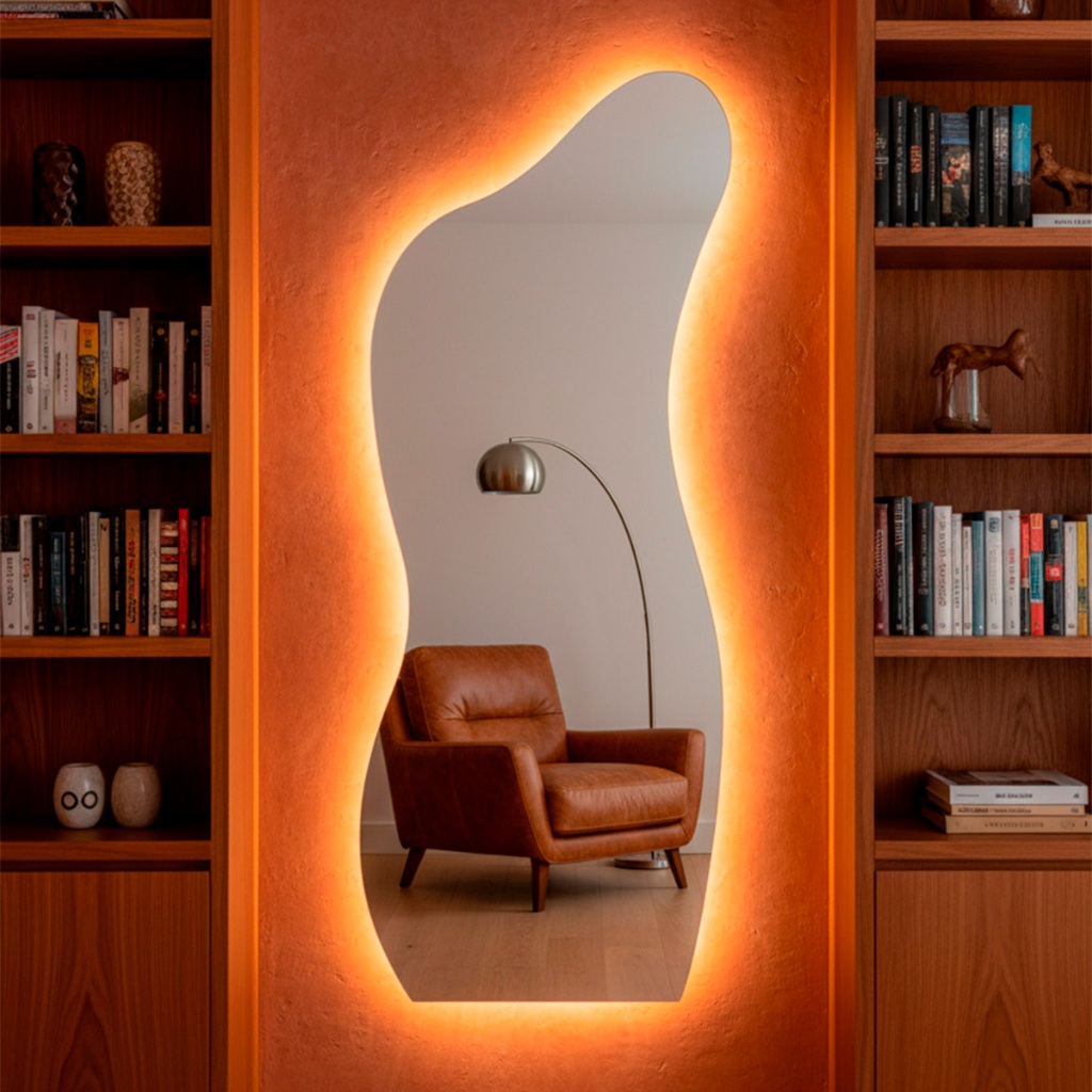 Espelho Corpo Inteiro com Led Orgânico de Parede 170x70 Curves para Sala Quarto