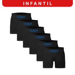 Kit 6 Cuecas Zorba Infantil Boxer Algodão Sem Costura 678